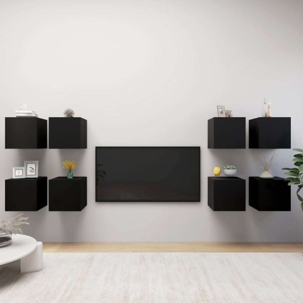 Bourne Wall Mounted TV Cabinets 8 pcs 30.5x30x30 cm – Black