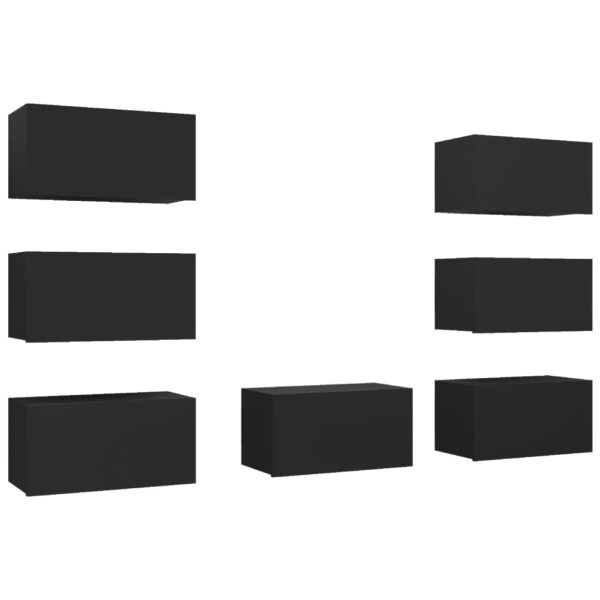 Habra TV Cabinets 7 pcs 30.5x30x60 cm Engineered Wood – Black