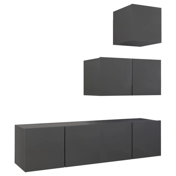 Chamblee 4 Piece TV Cabinet Set Engineered Wood – 60x30x30 cm, Grey