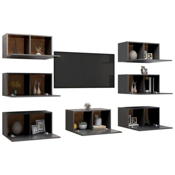 Habra TV Cabinets 7 pcs 30.5x30x60 cm Engineered Wood – Grey