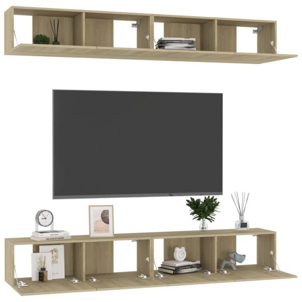 Dearborn TV Cabinets 4 pcs Engineered Wood – 100x30x30 cm, Sonoma oak