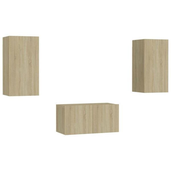 Fairhope 3 Piece TV Cabinet Set Engineered Wood – 60x30x30 cm, Sonoma oak