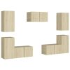 Burnham 7 Piece TV Cabinet Set Engineered Wood – 60x30x30 cm, Sonoma oak