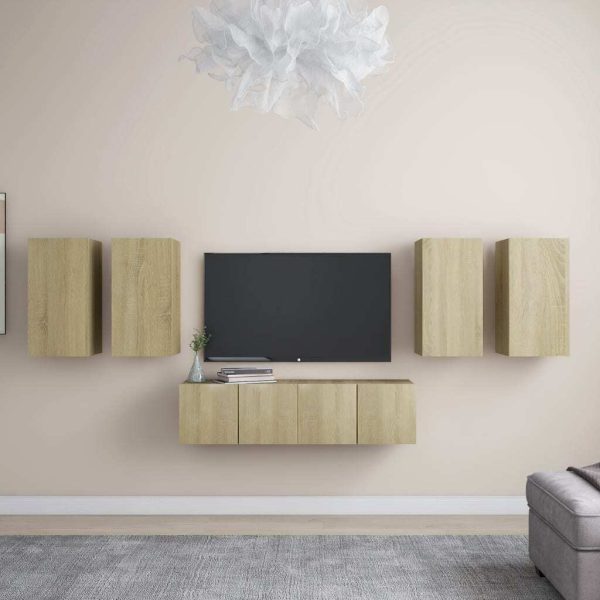 Pagnell 6 Piece TV Cabinet Set Engineered Wood – 30.5x30x60 cm, Sonoma oak