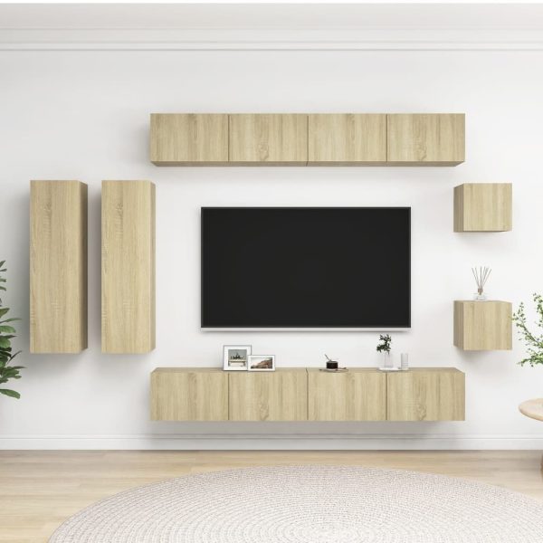 Dunblane 8 Piece TV Cabinet Set Engineered Wood – 100x30x30 cm, Sonoma oak