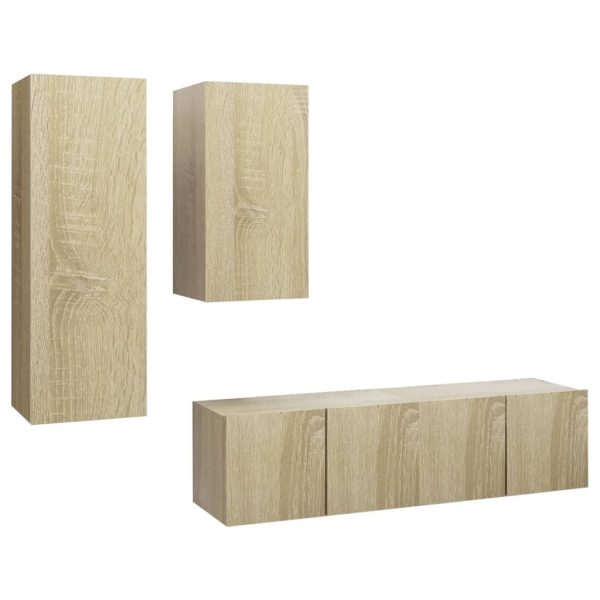 Newburn 4 Piece TV Cabinet Set Engineered Wood – 60x30x30 cm, Sonoma oak