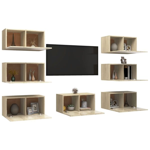 Habra TV Cabinets 7 pcs 30.5x30x60 cm Engineered Wood – Sonoma oak