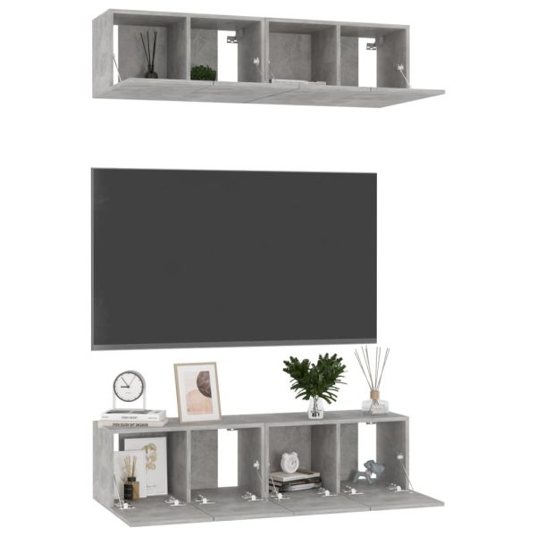 Dearborn TV Cabinets 4 pcs Engineered Wood – 60x30x30 cm, Concrete Grey