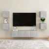 Honiton 6 Piece TV Cabinet Set Engineered Wood – 60x30x30 cm (2 pcs), Concrete Grey