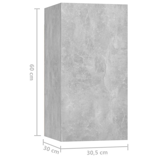 Kingston 4 Piece TV Cabinet Set Engineered Wood – 60x30x30 cm, Concrete Grey