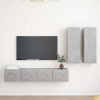 Kingston 4 Piece TV Cabinet Set Engineered Wood – 80x30x30 cm, Concrete Grey