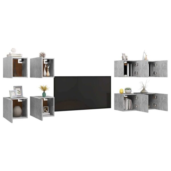 Bourne Wall Mounted TV Cabinets 8 pcs 30.5x30x30 cm – Concrete Grey