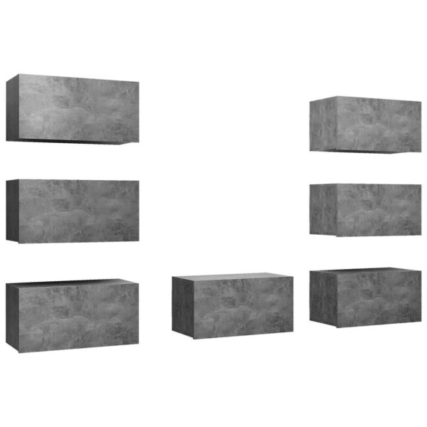Habra TV Cabinets 7 pcs 30.5x30x60 cm Engineered Wood – Concrete Grey