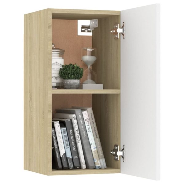 Maclean 4 Piece TV Cabinet Set Engineered Wood – 60x30x30 cm (2 pcs), White and Sonoma Oak