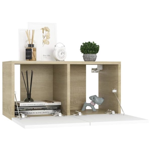 Fareham 5 Piece TV Cabinet Set Engineered Wood – 60x30x30 cm, White and Sonoma Oak
