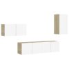 Culpeper 4 Piece TV Cabinet Set Engineered Wood – 30.5x30x60 cm, White and Sonoma Oak
