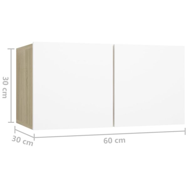Kingston 4 Piece TV Cabinet Set Engineered Wood – 60x30x30 cm, White and Sonoma Oak