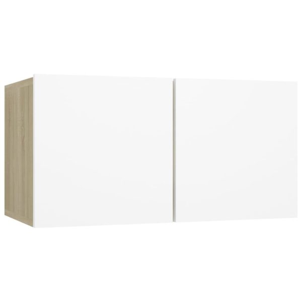 Newburn 4 Piece TV Cabinet Set Engineered Wood – 60x30x30 cm, White and Sonoma Oak