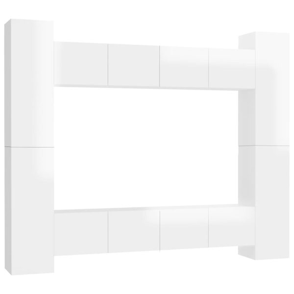 Caledonia 8 Piece TV Cabinet Set Engineered Wood – 80x30x30 cm, High Gloss White