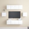 Deming 6 Piece TV Cabinet Set Engineered Wood – 60x30x30 cm, High Gloss White