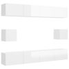 Deming 6 Piece TV Cabinet Set Engineered Wood – 100x30x30 cm, High Gloss White