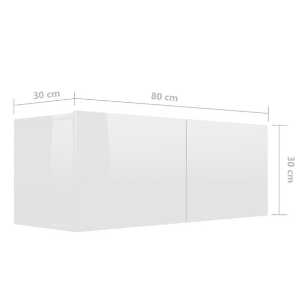 Kingston 4 Piece TV Cabinet Set Engineered Wood – 80x30x30 cm, High Gloss White