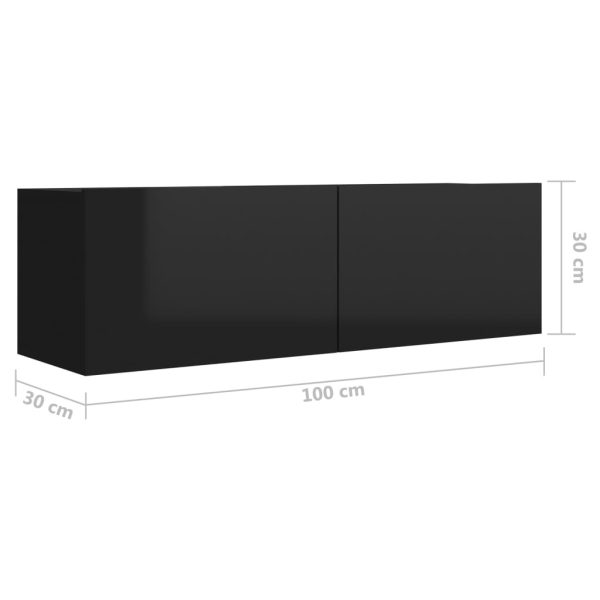 Fareham 5 Piece TV Cabinet Set Engineered Wood – 100x30x30 cm, High Gloss Black