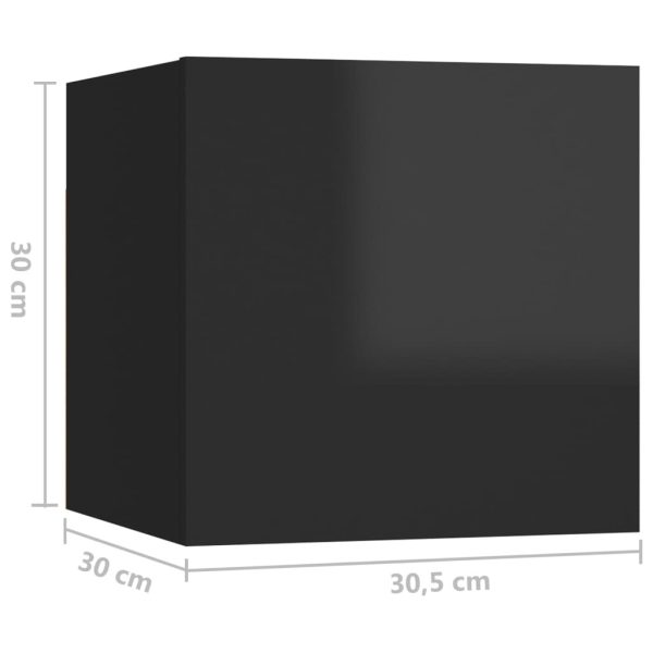 Bourne Wall Mounted TV Cabinets 8 pcs 30.5x30x30 cm – High Gloss Black