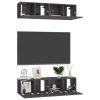 Dearborn TV Cabinets 4 pcs Engineered Wood – 60x30x30 cm, High Gloss Grey