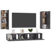 Maclean 4 Piece TV Cabinet Set Engineered Wood – 60x30x30 cm (3 pcs), High Gloss Grey