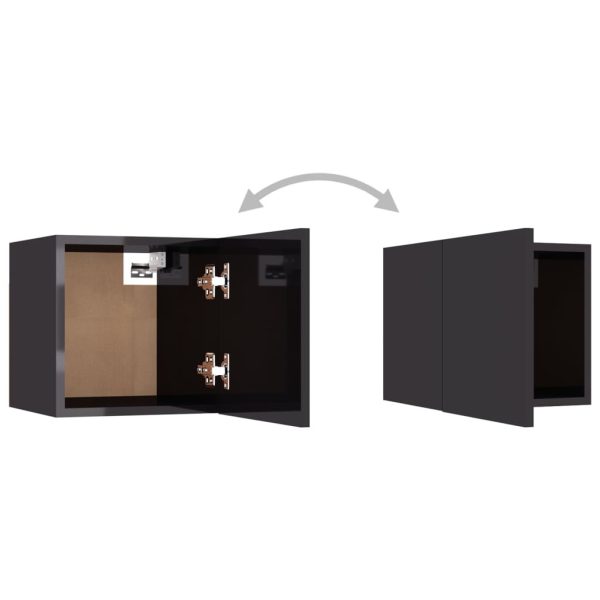 Adams 8 Piece TV Cabinet Set Engineered Wood – 60x30x30 cm (6 pcs), High Gloss Grey