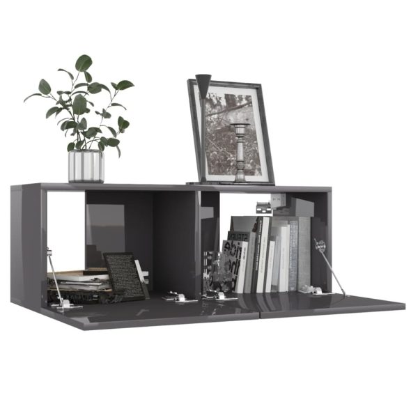 Adams 8 Piece TV Cabinet Set Engineered Wood – 80x30x30 cm, High Gloss Grey