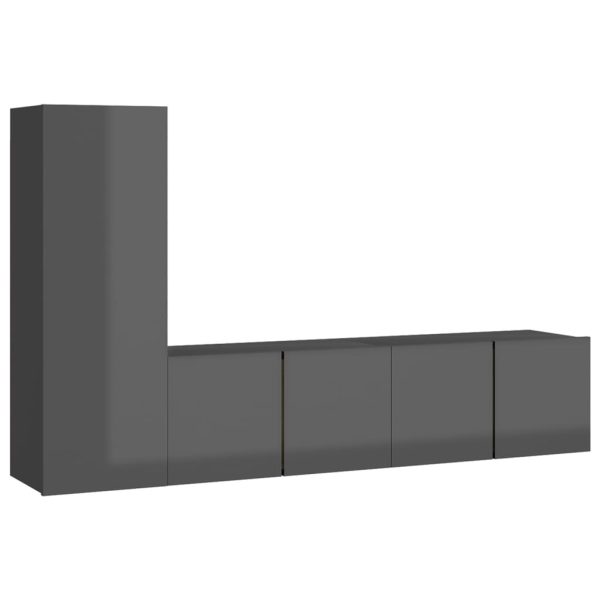 Brainerd 3 Piece TV Cabinet Set Engineered Wood – 60x30x30 cm, High Gloss Grey