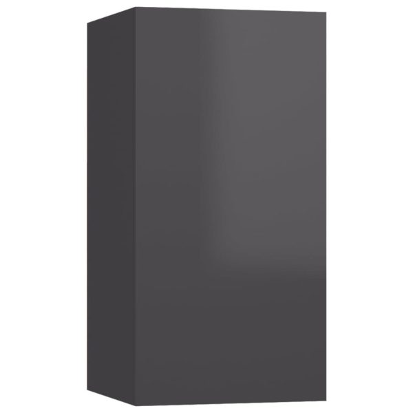 Kingston 4 Piece TV Cabinet Set Engineered Wood – 60x30x30 cm, High Gloss Grey