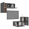 Stoneham 4 Piece TV Cabinet Set Engineered Wood – 60x30x30 cm, High Gloss Grey
