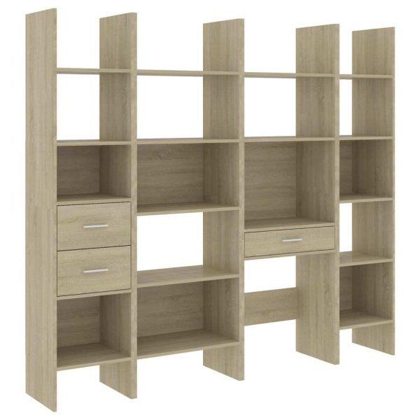 4 Piece Book Cabinet Set Engineered Wood – Sonoma oak