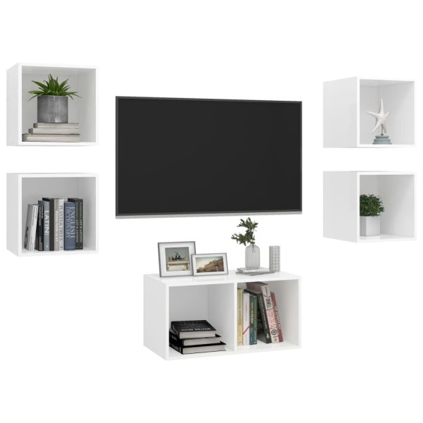 Cresta 5 Piece TV Cabinet Set Engineered Wood – White