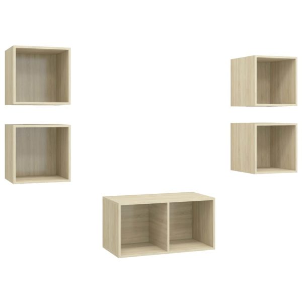 Cresta 5 Piece TV Cabinet Set Engineered Wood – Sonoma oak