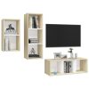 Carcoar 3 Piece TV Cabinet Set Engineered Wood – White and Sonoma Oak