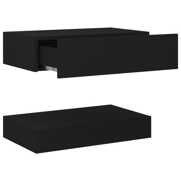 Poughkeepsie Bedside Cabinet 60×35 cm Engineered Wood – Black, 1