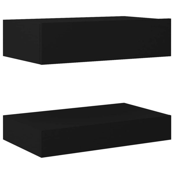 Poughkeepsie Bedside Cabinet 60×35 cm Engineered Wood – Black, 2