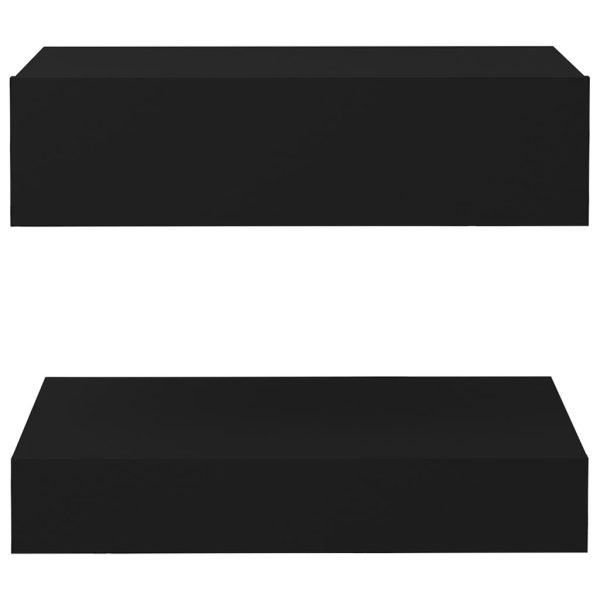 Poughkeepsie Bedside Cabinet 60×35 cm Engineered Wood – Black, 2