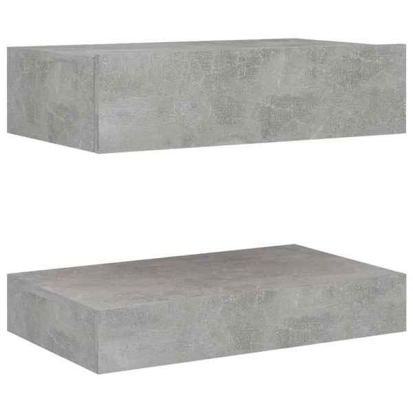 Poughkeepsie Bedside Cabinet 60×35 cm Engineered Wood – Concrete Grey, 1