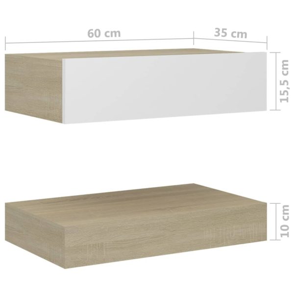 Poughkeepsie Bedside Cabinet 60×35 cm Engineered Wood – White and Sonoma Oak, 1