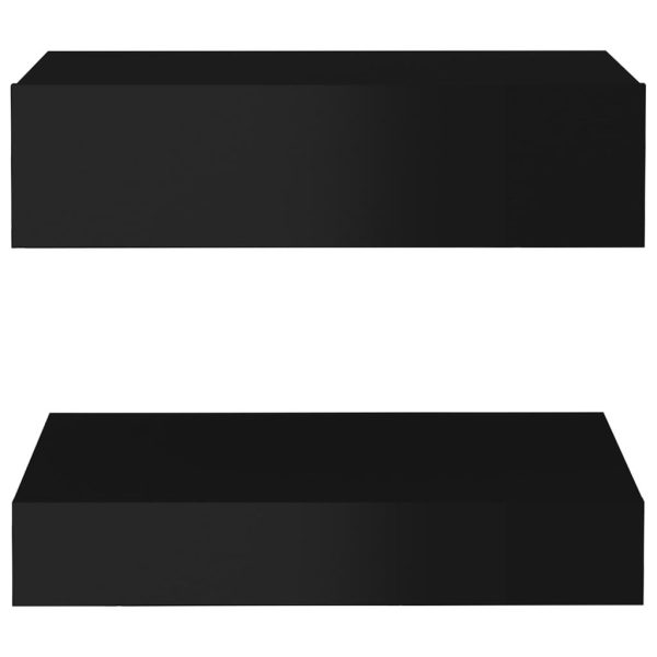 Poughkeepsie Bedside Cabinet 60×35 cm Engineered Wood – High Gloss Black, 1