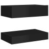 Poughkeepsie Bedside Cabinet 60×35 cm Engineered Wood – High Gloss Black, 2