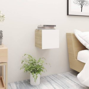 Racine Bedside Cabinet 30.5x30x30 cm Engineered Wood – White and Sonoma Oak, 1