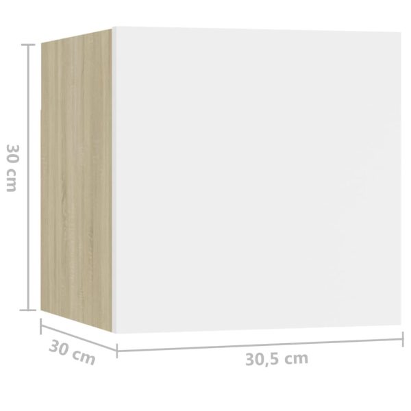 Racine Bedside Cabinet 30.5x30x30 cm Engineered Wood – White and Sonoma Oak, 1