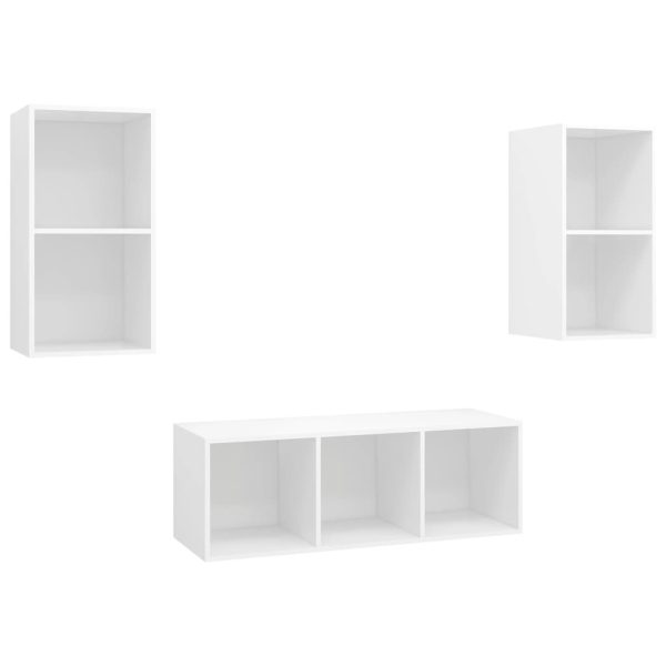 Elmira 3 Piece TV Cabinet Set Engineered Wood – White