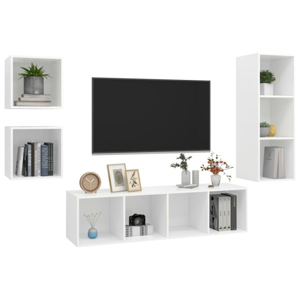 Shenandoah 4 Piece TV Cabinet Set Engineered Wood – White